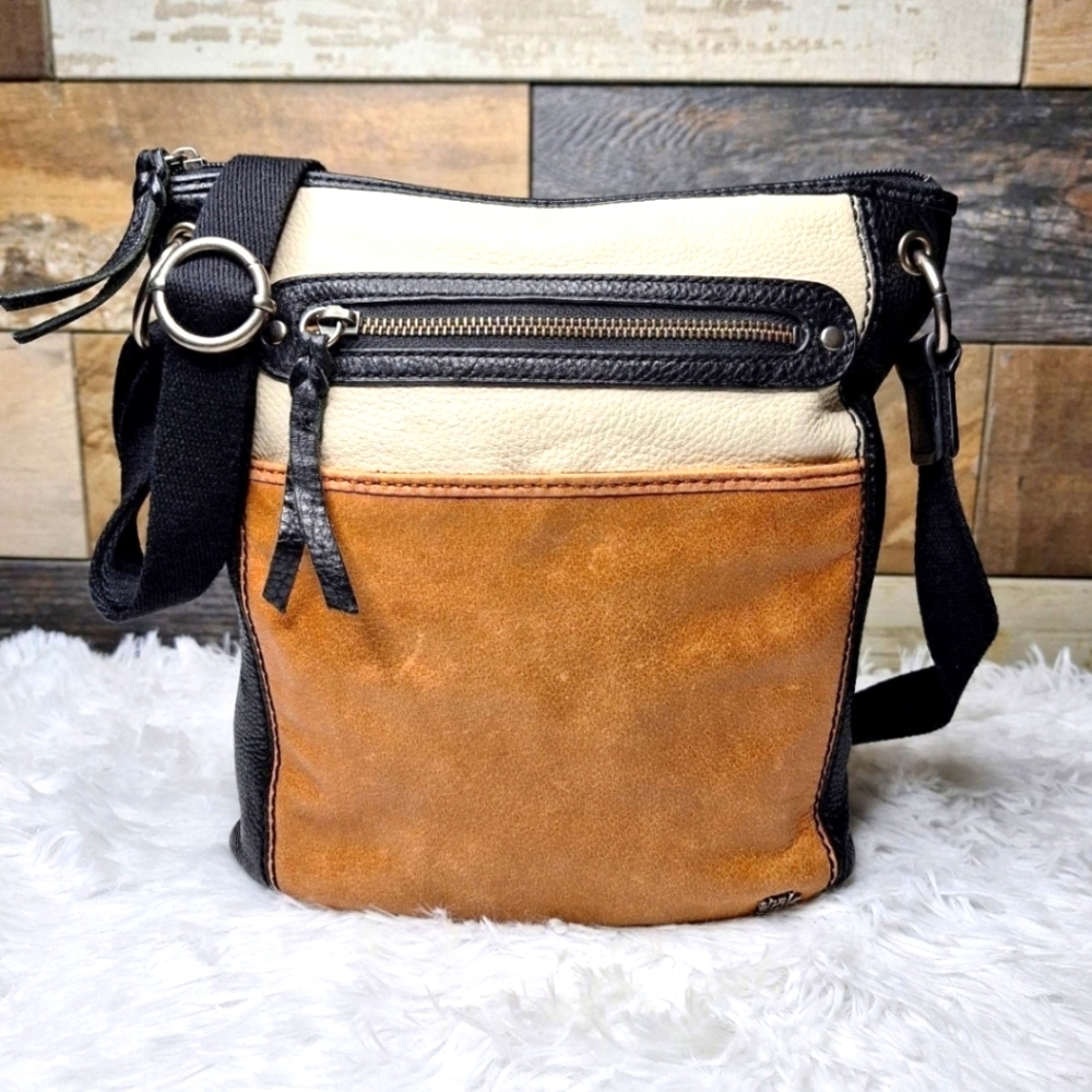 The Sak Color Block Two-Tone Pebbled Leather Crossbody Bag